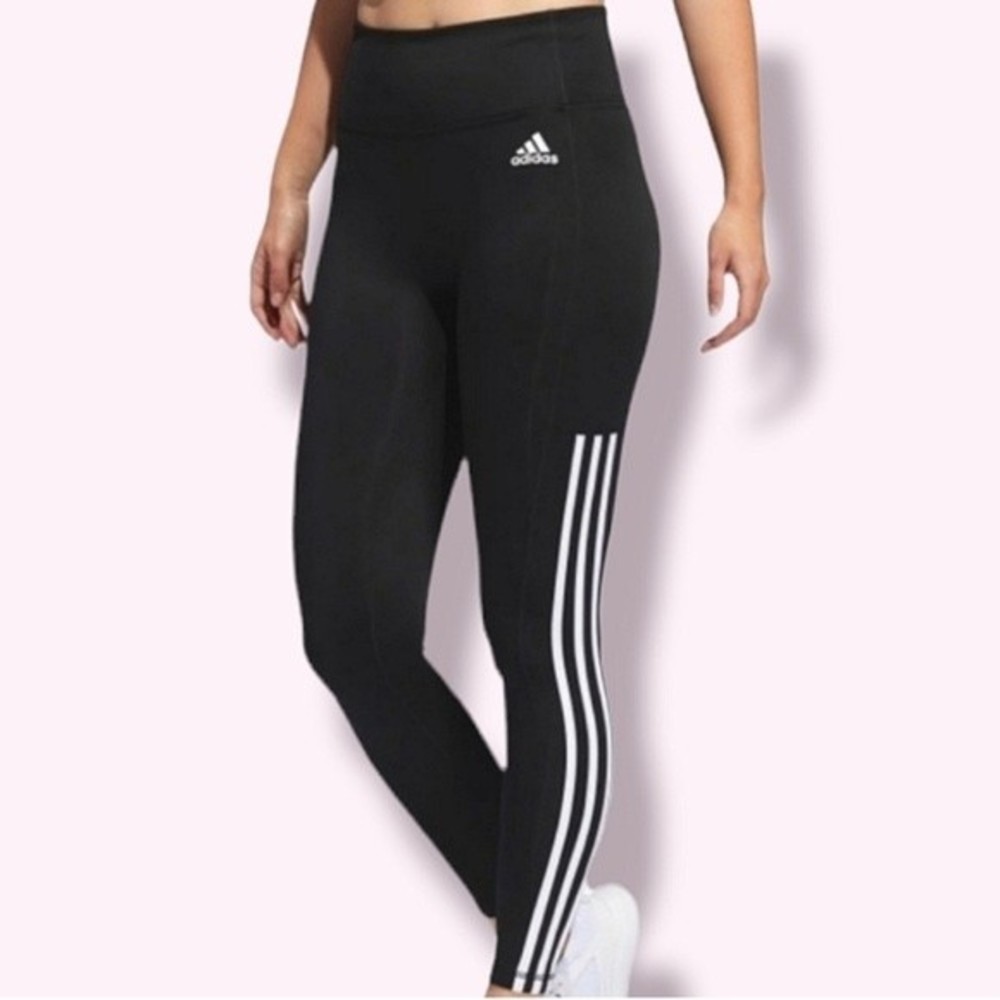 Adidas | Aeroready Primegreen Hi-Rise 3 Striped Track Leggings Black M